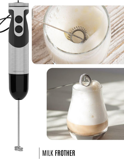 MEGAWISE new Hand Blender Series Only one Hand Blender,no attachments,12-Speed,Includes Powerful Blender Stick- Easy to Clean and Perfect for Smoothies, and More (Black)