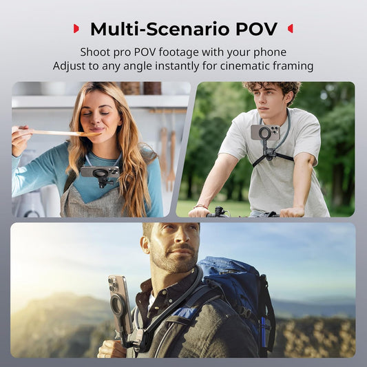 SmallRig Magnetic Compatible Neck Mount for Phones, Neck Phone Holder POV/Vlog Selfie Holder, Maximum Capacity 300g, Phone Neck Holder for iPhone 16 15 14 13 12 Seires, and for Android Phones - 5127 - PuriLite
