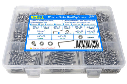 iexcell 25 Pcs M6 x 20mm Thread Pitch 1 mm Stainless Steel 304 Hex Socket Head Cap Screws Bolts Kit