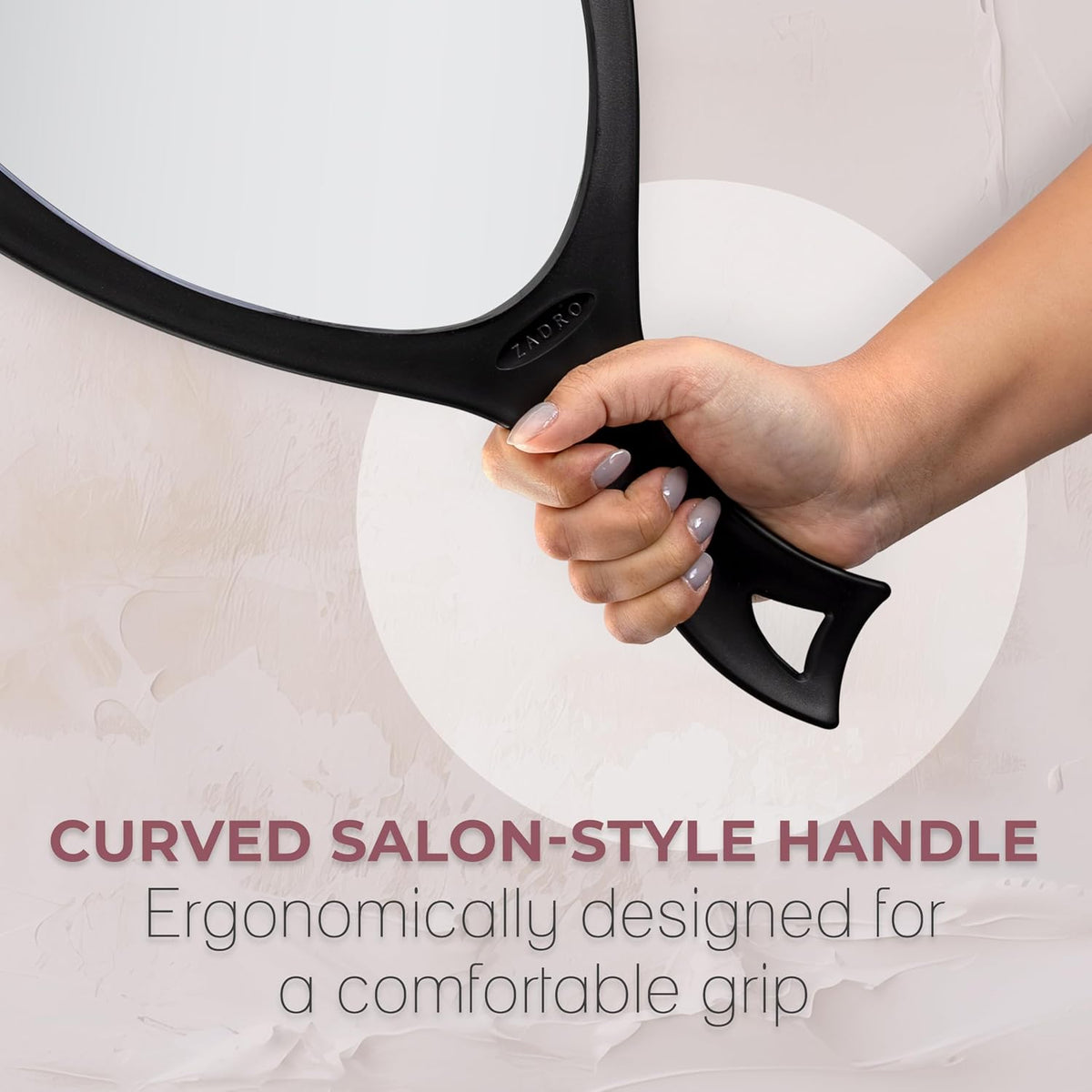 Zadro Salon Professional Extra Large Hand Mirror with Handle, 10" W x 19" L, Multi-Purpose Oval Handheld Mirror with New Distortion-Free Reflection (3, Black, Large (Pack of 3))