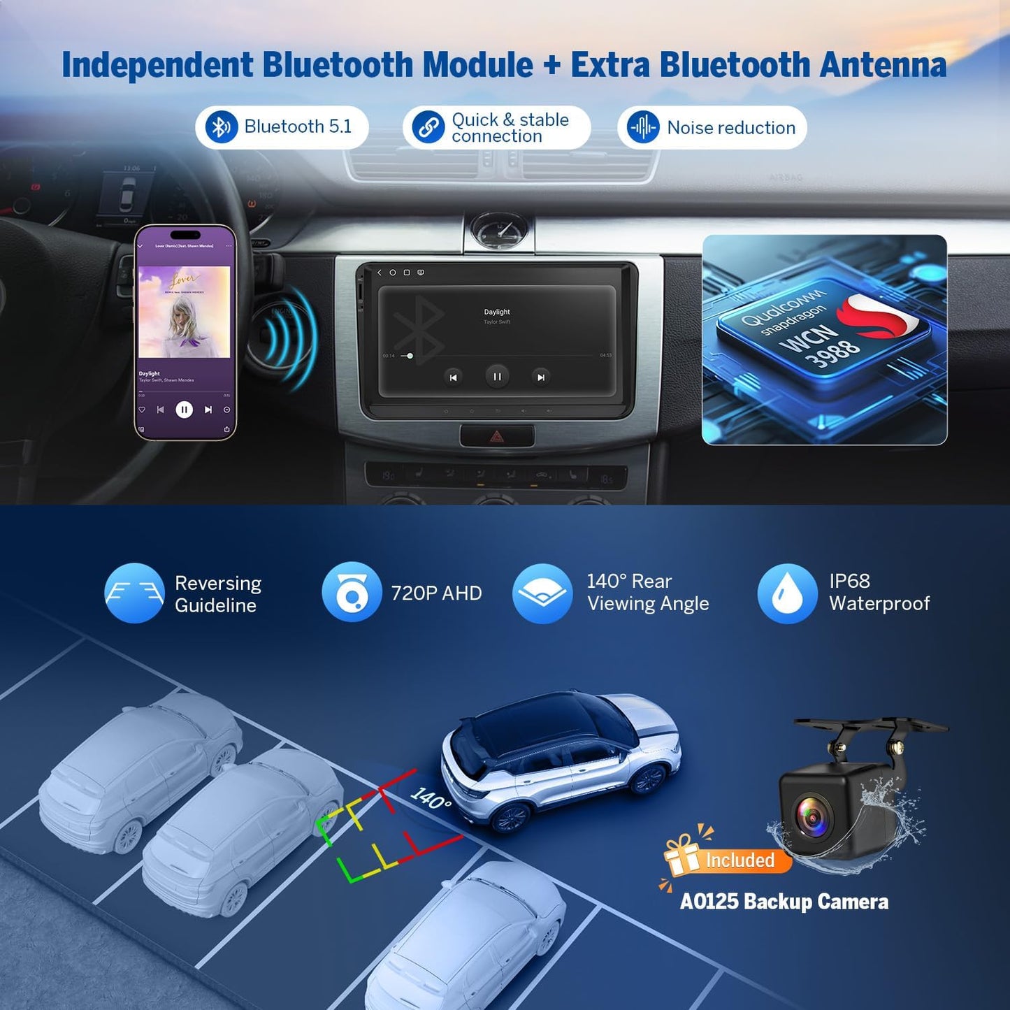 Eonon Android 14 Radio for VW Volkswagen Jetta 2006-2015, Golf MK6 MK5, Tiguan 2008-2016, Passat 2005-2014, 3GB+32GB, CarPlay/Android Auto, Built-in DSP, 9'' IPS, Bluetooth 5.4-VWX7 (Upgraded VWA13)