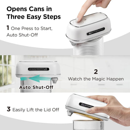 Kitchen Mama Orbit One Stainless Steel Rechargeable Electric Can Opener: Hands-Free, USB-C Charging, Automatic Stop, Smooth Edge, Safety, Blade for Large Cans, Heavy Duty, Soda Can and Pop Can