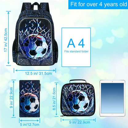 3pcs Backpack for Boys and Girls, 16” Kids Kindergarten Bookbag with Lunch Box, Cute Elementary Backpacks for Boy Girl