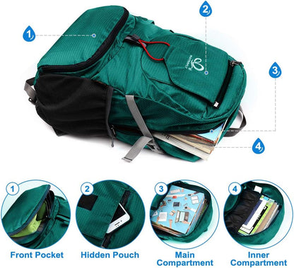WATERFLY Hiking Backpack 20L Foldable Travel Backpack Lightweight Hiking Daypack for Outdoor Cycling Camping