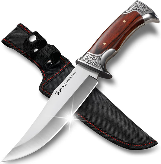 Hunting Knife with Sheath Camping Knife: Fixed Blade Outdoor Knives for Men - 17.5cm Sharp Blade Full Tang Bushcraft Knives for Survival