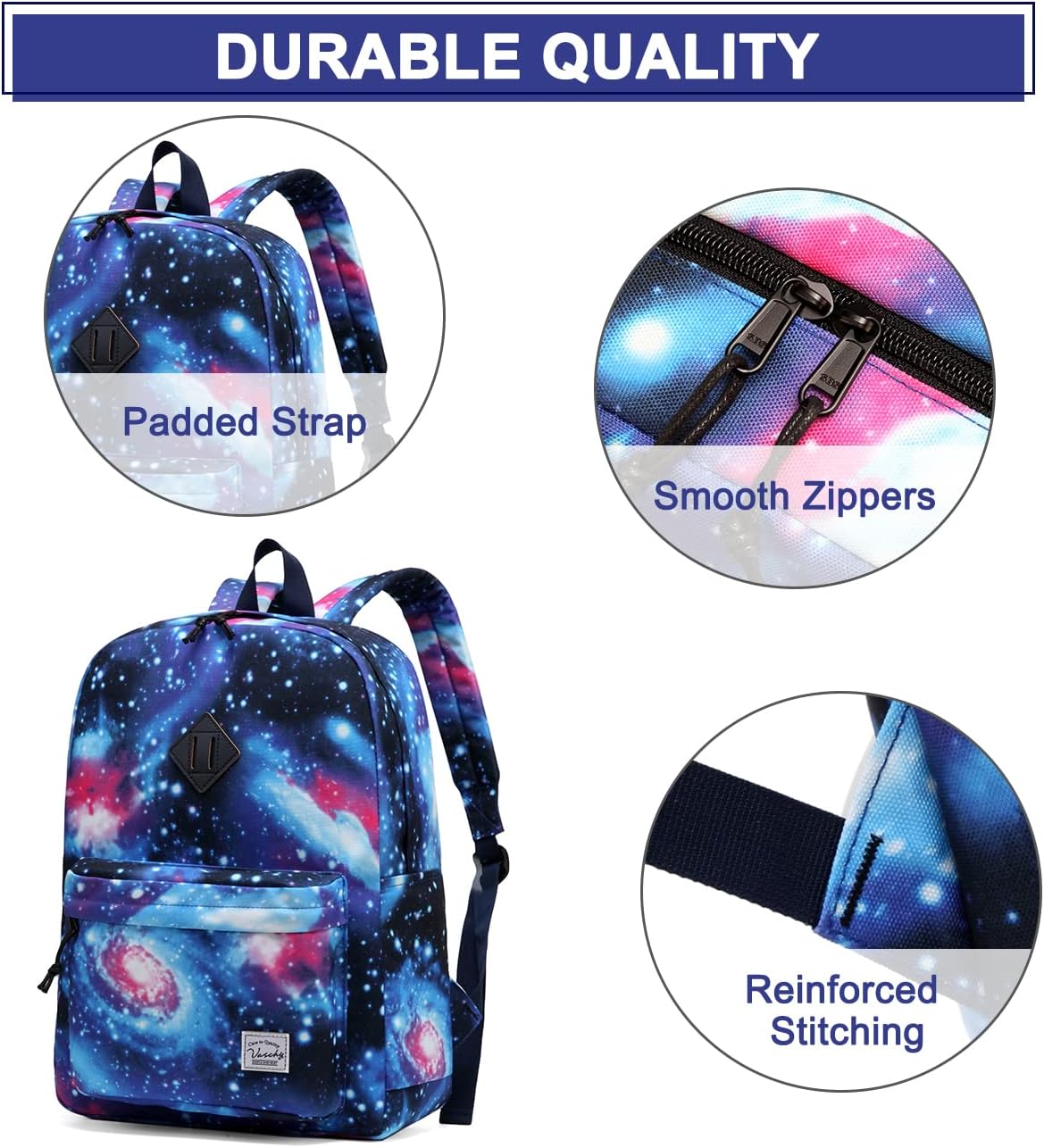 School Backpack for Kids, VASCHY Lightweight Water Resistant Casual Schoolbag Daypack for Men Women Teen Boys Girl Bookbag