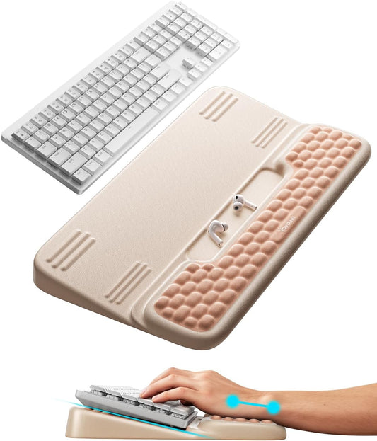 Vaydeer Keyboard Stand with Wrist Rest, Gaming Wrist Support Pad, Ergonomic Hand Rest Arm Soft Memory Foam for Palm Typing Comfort, Tilt Keyboard Riser Holder Lift Computer Desk Accessory Office Home