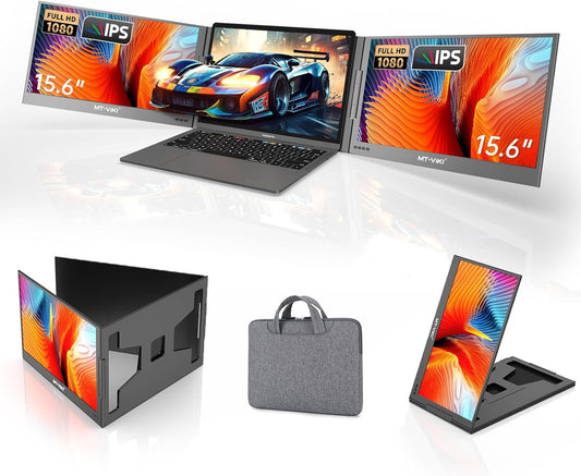 MT-VIKI 15.6 inch Laptop Screen Extender, Potable Screen for Laptop Only One USB-C Cable Connection, Compatiable with Win/Mac (M1,M2, M3), FHD 1080P, 360° Rotation - PuriLite