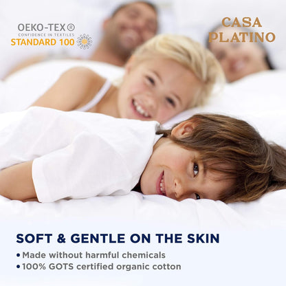 Lane Linen 100% Organic Cotton Queen Sheet Set, 4-Piece Percale Bed Sheets for Queen Bed - Soft, Breathable, Hypoallergenic, Deep Pocket Fits Mattress Up to 15" Deep, Hotel Quality Sheets - White