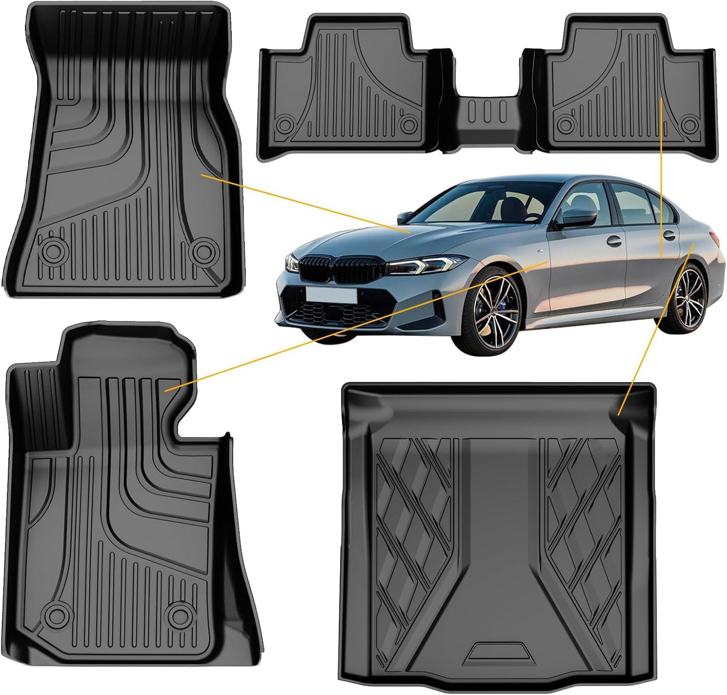 AOMSAZTO Floor Mats & Trunk Mat for 2024 2025 Chevy Equinox EV (Non Fuel),TPE All Weather Protection 2 Rows Car Floor Liners with Cargo Liner for Chevrolet Equinox EV (Non Fuel)