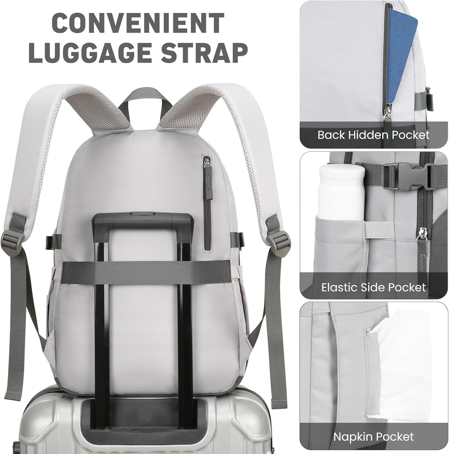 WINDARS Backpack for School Girls, Cute High School Backpacks for Teens Women Student Large Bookbag 15.6 Inch Laptop Bag with USB Charger Port for College Work Travel Trip (Beige Khaki)