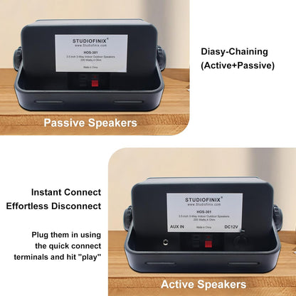 STUDIOFINIX Outdoor Bluetooth Speakers -3.5 Inch Pair 3-Way 200W,Wall Mount Waterproof Marine Speakers,Heavy Duty Grill, Suitable for Home, Boat, Patio, Indoor Outdoor Use （Black）