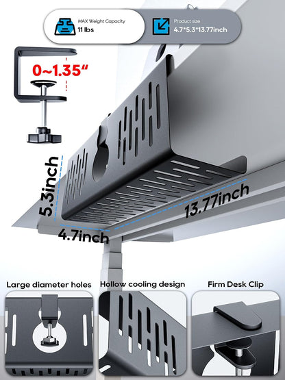 NODOCA No Drill Under Desk Cable Management Tray, 35cm Wire Management, Punch-Free Clamp on, Newest Metal Cable Tray, Wire Organizer Under Desk, Under Desk Basket for Office and Home, Black