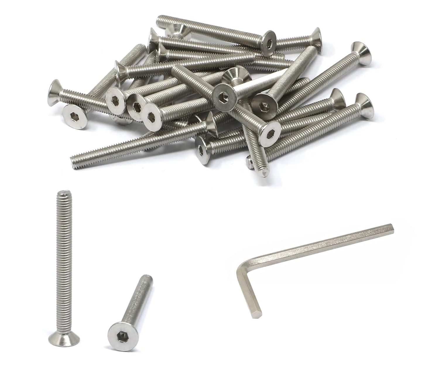 iexcell 5 Pcs M8 x 80mm Thread Pitch 1.25 mm Stainless Steel 304 Hex Socket Flat Head Cap Screws Bolts Kit