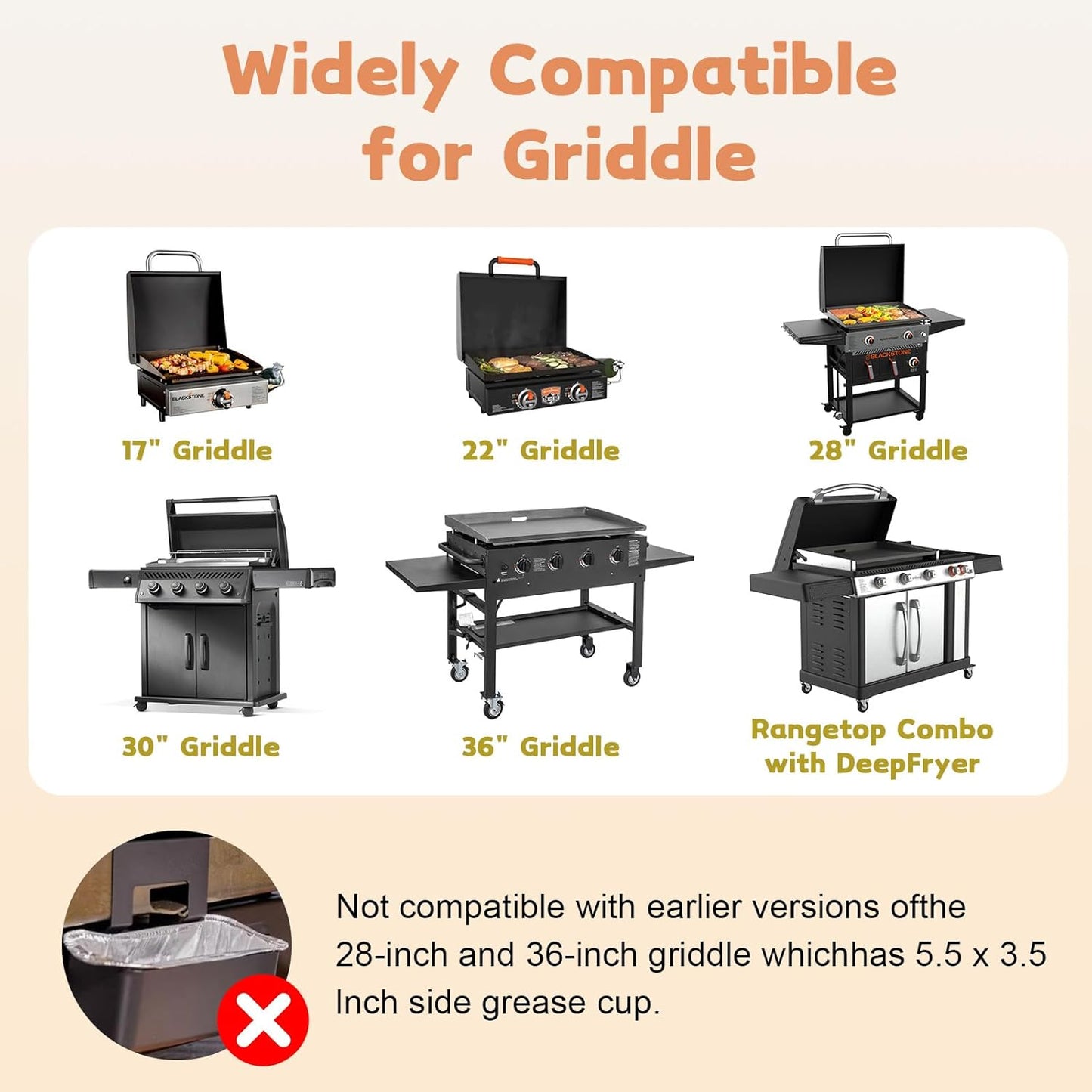 Blackstone Griddle Grease Cup Liner: 30 Pcs Grease Catcher for Blackstone Grill 17 22 28 30 36 Inch Blackstone Griddle Accessories Aluminum Drip Pan Liners Replacement Parts