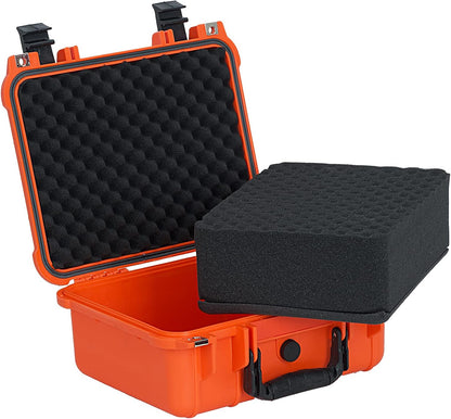 MEIJIA Portable All Weather Waterproof Protective Case,Hard Case,Camera Case with Customized Fit Foam,Fit Use of Drones,Camera,Equipments,Pistols,13.35 x11.63x5.98inches (Yellow)