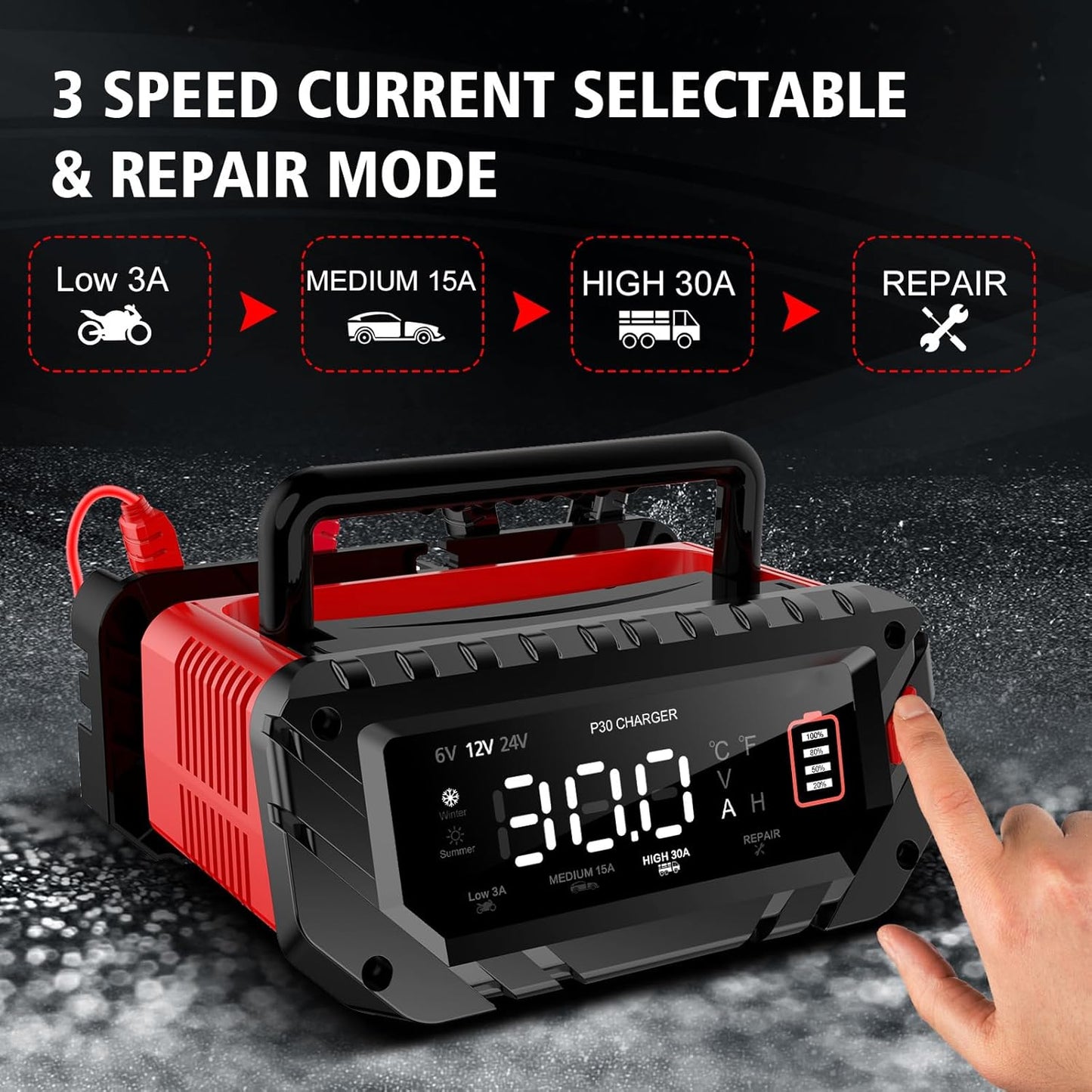Lithium Lifepo4 Battery Charger,12V 24V Fully Automatic Car Battery Charger, 12 Volt-20A, 24 Volt-10A Trickle Charger maintainer, AGM Deep Cycle Battery Charger