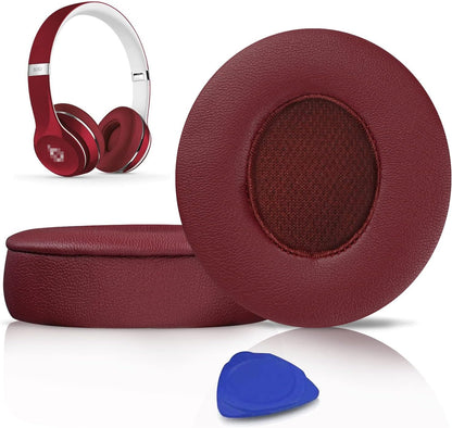 SoloWIT® Ear Pads Cushions Replacement, Earpads for Beats Solo 2 & Solo 3 Wireless On-Ear Headphones with Soft Protein Leather, Stronger Adhesive, Noise Isolation Memory Foam - Black