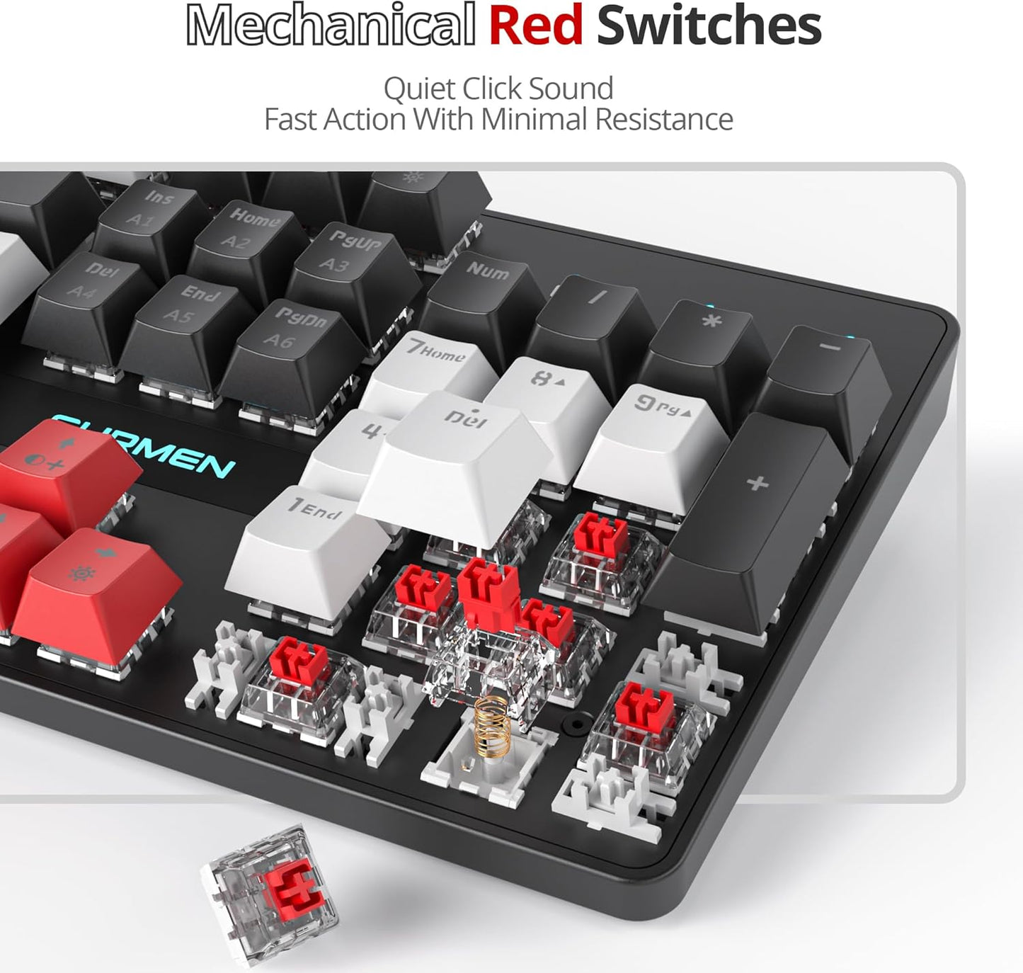 Owpkeenthy Full Size Green Mechanical Gaming Keyboard with Number Pad, Wired 100% Office NKRO Keyboard RGB Backlit 104 Keys with Red Switch for PC Gamer (104 Matcha)