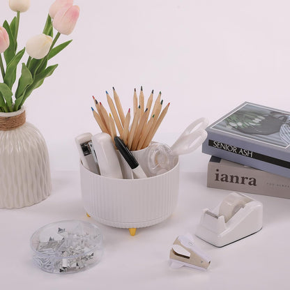 SKYDUE Office Desk Accessories 10PCS, White Office Supplies Set