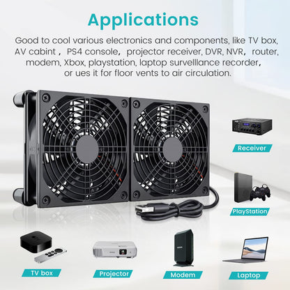Wathai High Airflow Router Cooling Fan for Computer Cooler TV Small Box DC 5V USB Power 120mm 240mm Fan with Multi Speed Controller