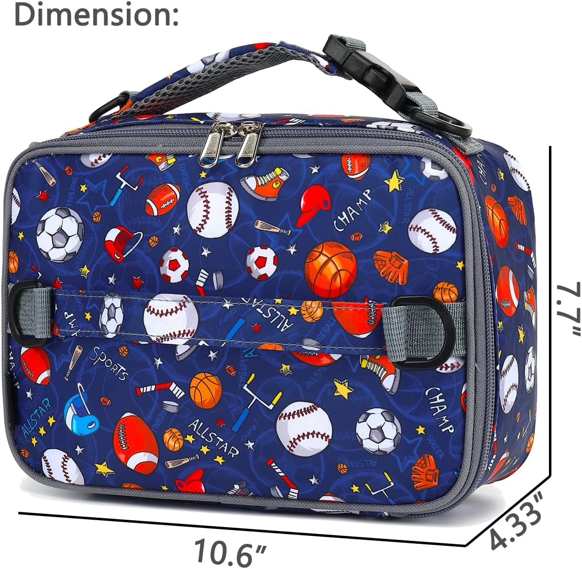 FlowFly Kids Lunch Box Insulated Soft Bag Mini Cooler Back to School Thermal Meal Tote Kit for Girls, Boys, Black