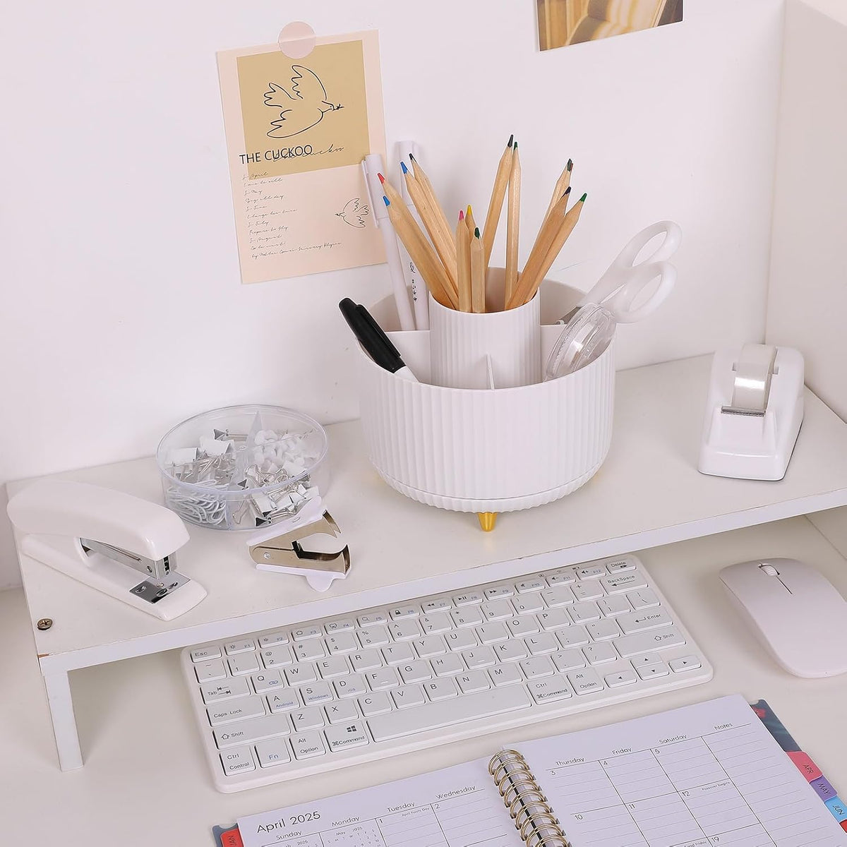 SKYDUE Office Desk Accessories 10PCS, White Office Supplies Set