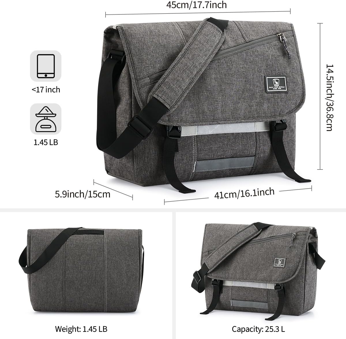 OIWAS Messenger Bag - Messenger Bag Men, Satchel Bags for Women, Lightweight Computer Bag, School Book Bag - PuriLite