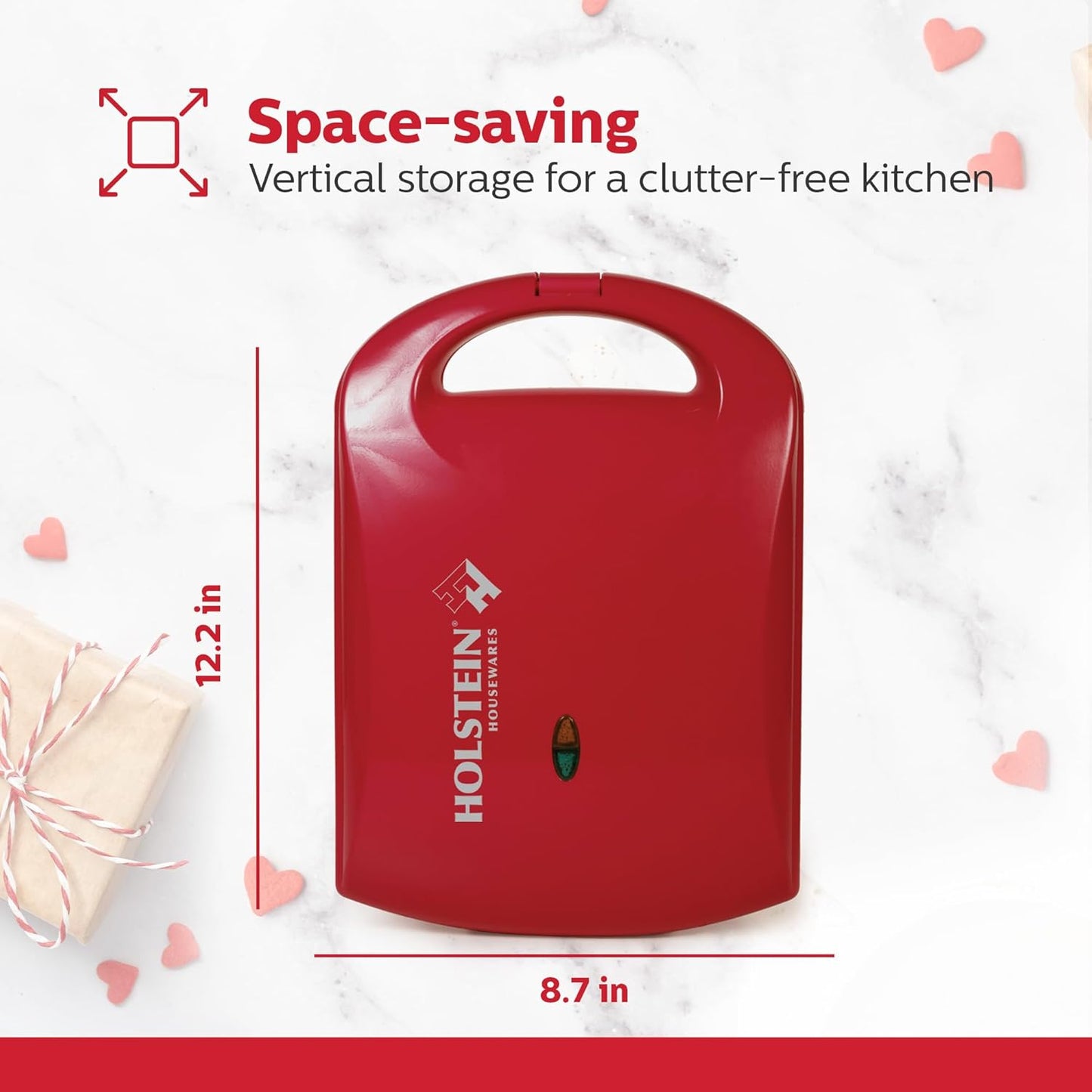 Holstein Housewares - Non-Stick Heart Waffle Maker, Lavender - Makes 4 Heart-Shaped Waffles in Minutes