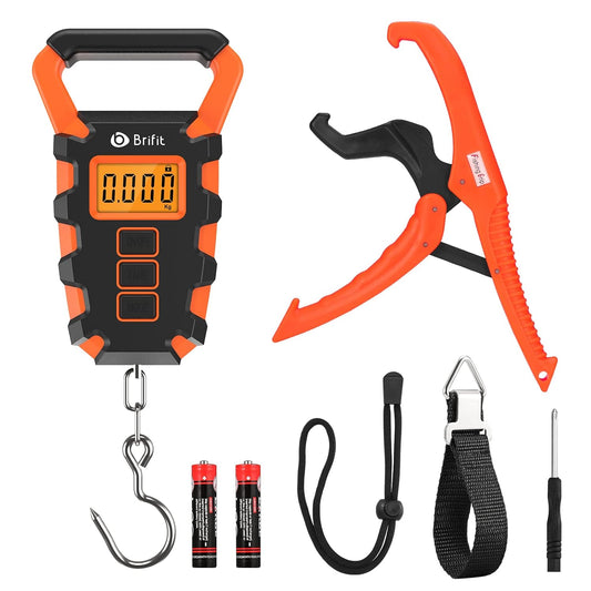 Upgraded Digital Hanging Fishing Scale with Ruler, Electronic Digital Luggage Scale, Fishing Postal Hanging Hook Scale with Measuring Tape, Backlit LCD Display, 110lb/50kg Capacity