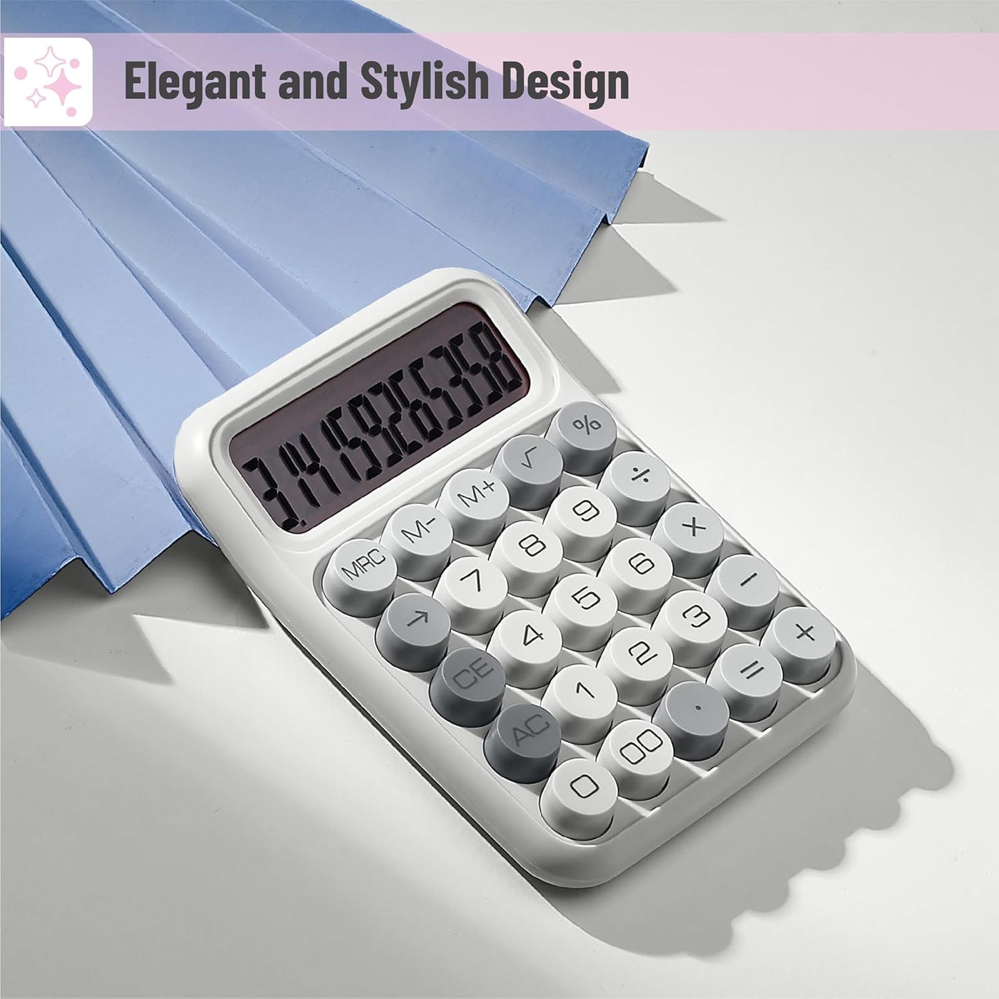 Mr. Pen- Mechanical Switch Calculator, 12 Digits, Large LCD Display, Orange With Big Buttons, Desktop, Cute and Aesthetic Design