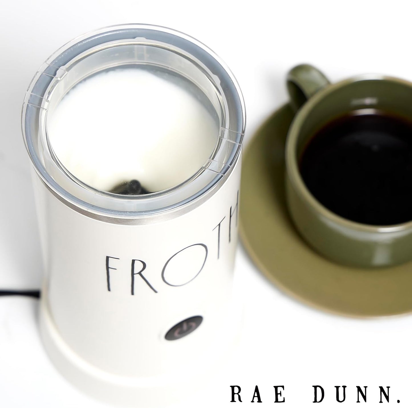 Rae Dunn - Electric Milk Frother - Elegant Automatic Milk Steamer and Frother, Milk Warmer, Hot and Cold Frothing Machine for Coffee, Latte, Cappuccino, Macchiato,