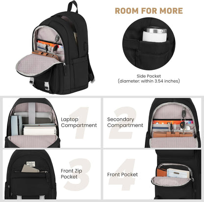 WINDARS School Backpack for Teen Girls, Cute College Backpacks for Women Students Aesthetic Bookbag Large 15.6 Inch Laptop Bag Middle School Travel Back Pack (Khaki Beige)