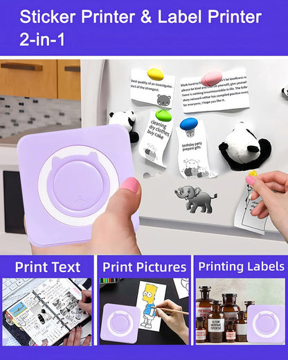 Label Maker - Mini Portable Sticker Printer with 13 Rolls Self-Adhesive Thermal Papers, Labeller Machine for Home Office Study Business Texts Journal, Blue
