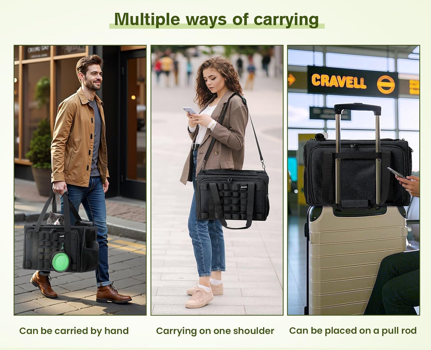 Approved Collapsible Cat Soft-Sided Carriers, Breathable Pet Carriers up to 5kg/12lbs, Portable Dog Carrier Great for Travel, Outdoor, Hiking, Camping(Gray)
