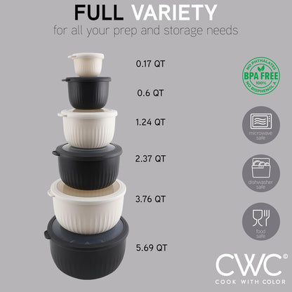 COOK WITH COLOR Prep Bowls with Lids- 8 Piece Nesting Plastic Small Mixing Bowl Set with Lids (Teal Ombre)