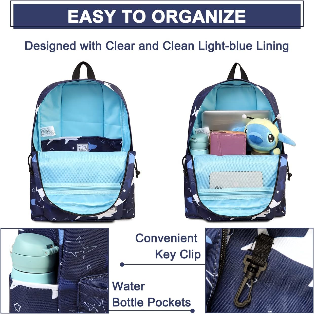 School Backpack for Kids, VASCHY Lightweight Water Resistant Casual Schoolbag Daypack for Men Women Teen Boys Girl Bookbag