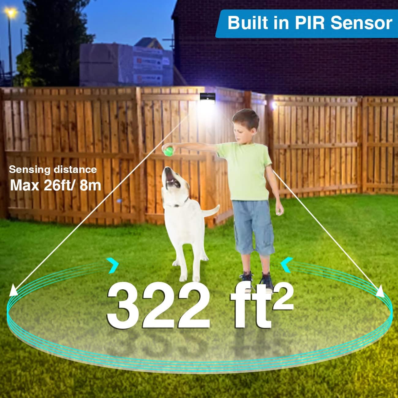 Solar Lights Outdoor, [ 8 Pack/138LED ] Solar Motion Sensor Light Outdoor with 3 Lighting Modes Wireless Waterproof Solar Wall Lights Solar Security Lights for Fence Yard Garden Deck Garage