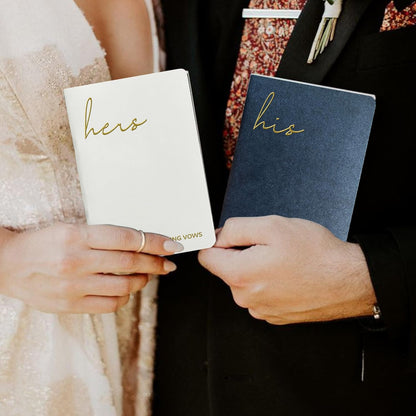 WeddingGiftsWedding Vow Books His and Hers Soft Touch Gold Foil Engraving Vow Books Wedding Essentials Wedding Accessories(TR-HH-Black)