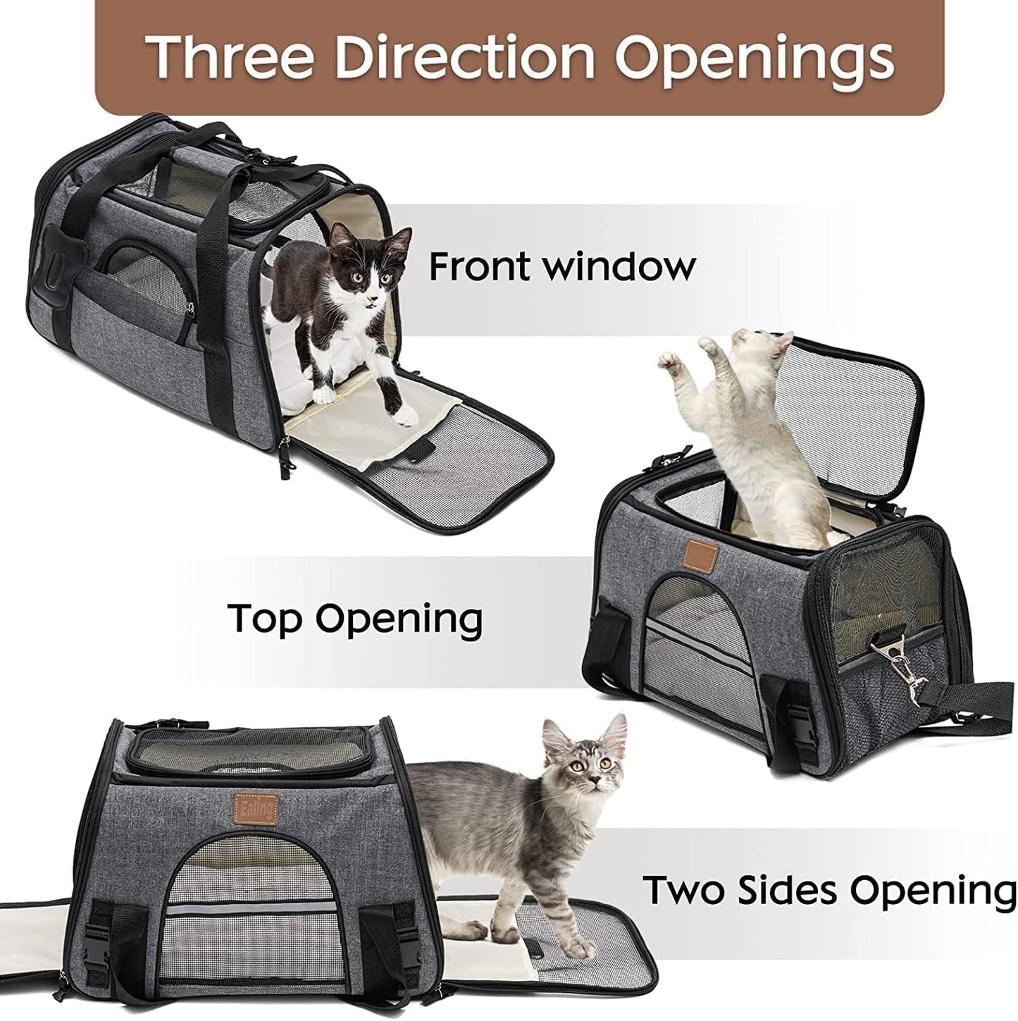 Maycoly Pet Carrier Bag Portable Foldable Cat Carrier Bag Top Opening,Backpack Soft-Sided Handbag with Breathable Mesh,Shoulder Strap for Travel Outdoor Dogs Puppy Kitten(Grey)