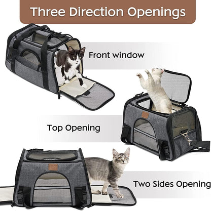 Maycoly Pet Carrier Bag Portable Foldable Cat Carrier Bag Top Opening,Backpack Soft-Sided Handbag with Breathable Mesh,Shoulder Strap for Travel Outdoor Dogs Puppy Kitten(Grey)