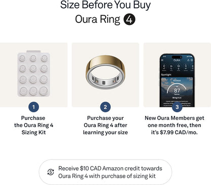 Oura Ring 4 - Gold - Size 9 - Smart Ring - Size First with Oura Ring 4 Sizing Kit - Sleep Tracking Wearable - Heart Rate - Fitness Tracker - Up to 8 Days of Battery Life