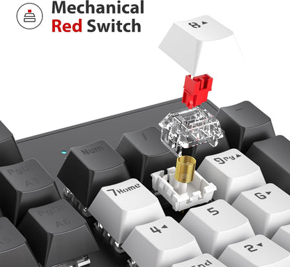 Fogruaden Full Size Mechanical Keyboard, Green Matcha Keyboard, Wired USB 104 Keys RGB Backlit Gaming Keyboard with Number Pad, Red Switches, NKRO Mechanical Keyboard for Windows Laptop PC Gamer
