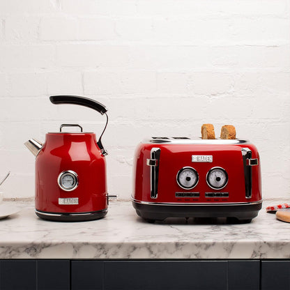 Haden Dorset 75083 Stainless Steel 1500W Retro Toaster 4 Slice Wide Slot w/Removable Crumb Tray and Settings, Black/Copper Toasters w/Adjustable Browning Control, Smart Toaster