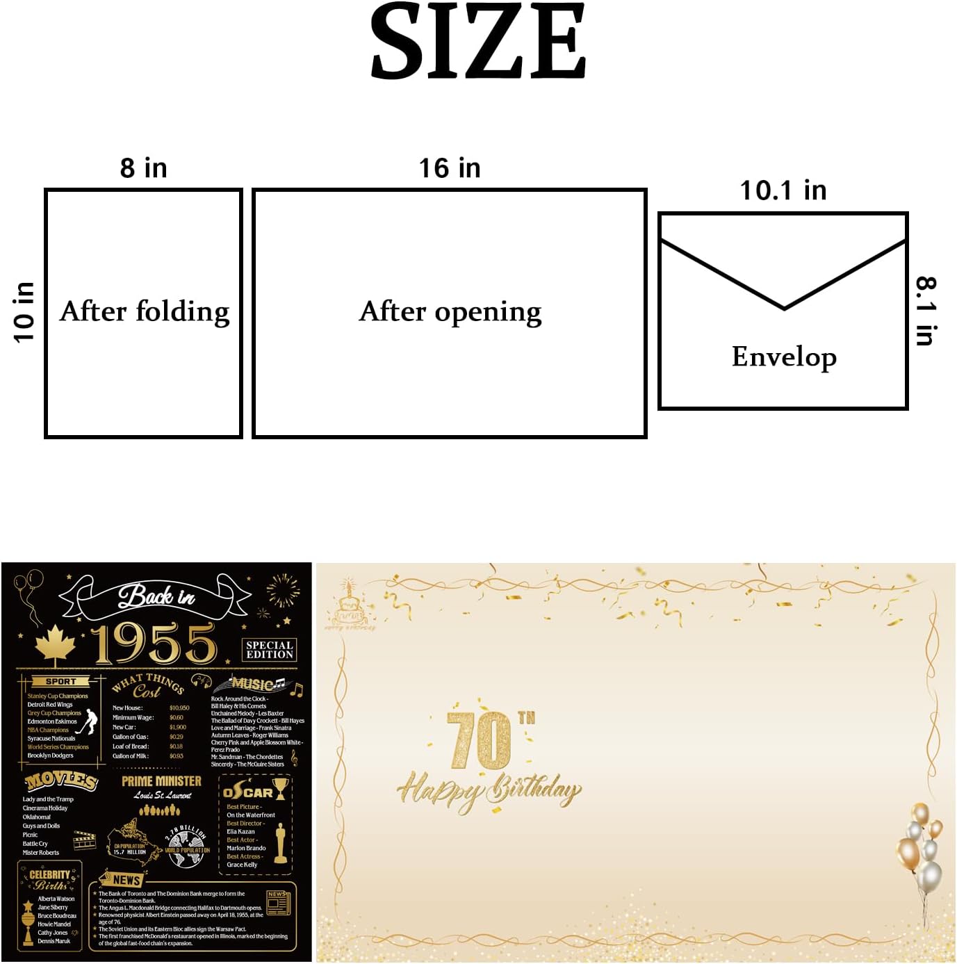 50th Birthday Card, Jumbo CANADA 25x20cm Back in 1975, Gilding Happy 50th Birthday Decoration for Woman, Men, Funny 50 Birthday Gifts for Wife, Husband, Him, Her, Mom