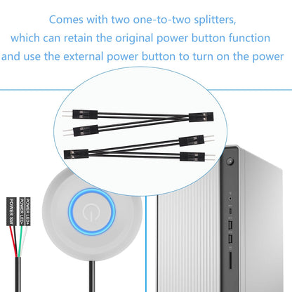 SinLoon PC Power Switch, Desktop Computer, Power Switch, External Remote Start, 6.5 ft PC Motherboard, PC Power Button External, Extension Cable with LED Light (White)