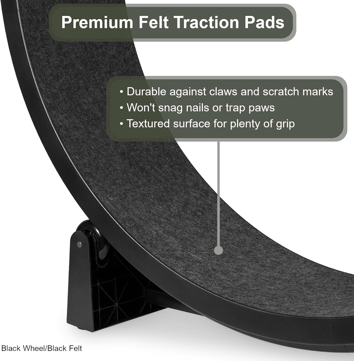 ONE FAST CAT - Cat Exercise Wheel - Gen. 7 - Safe 48" Diameter - Made in The USA - Black Wheel with Black Felt Traction Pads