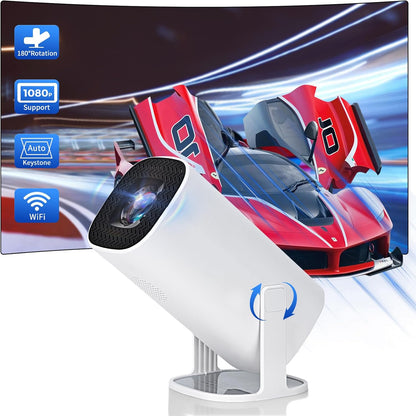 ONATISMAGIN Mini Projector - [180°Rotatable Stand], Portable Projector with Auto Keystone & Zoom, 1080P Support Projector, Outdoor Movie Projector for Phone/TV Stick/HDMI/PS5