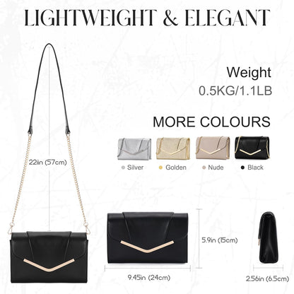 Vaschy Clutch Purse for Women,Fashion Envelope Evening Small Formal Handbag Fold-over Crossbody Shoulder Bag Wedding,Party