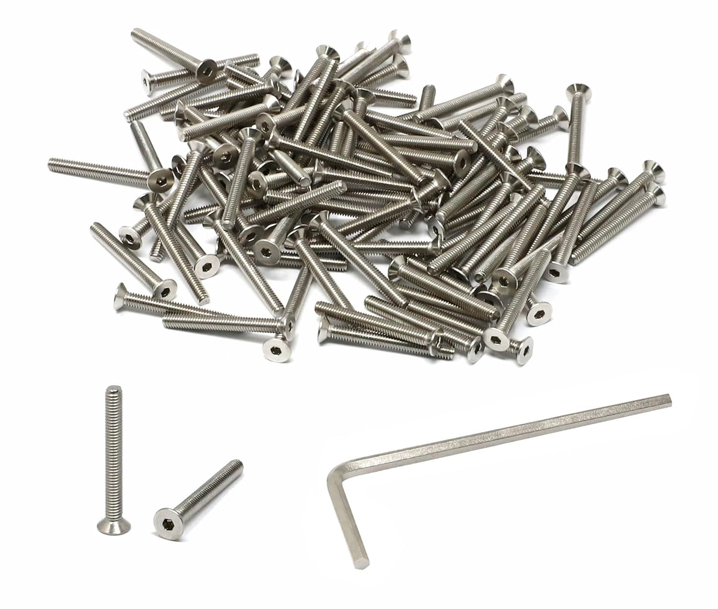 iexcell 5 Pcs M8 x 80mm Thread Pitch 1.25 mm Stainless Steel 304 Hex Socket Flat Head Cap Screws Bolts Kit